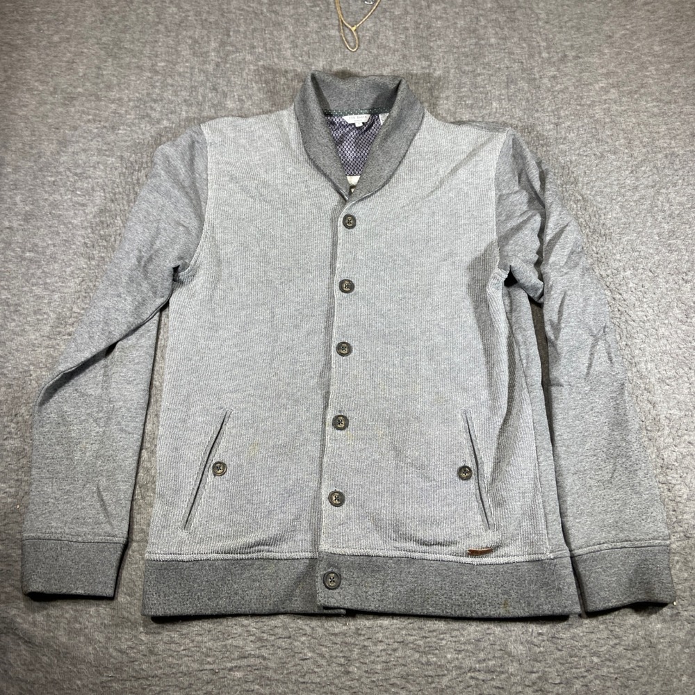 Ted Baker Berdnor Shawl Cardigan Mens 4 Gray Distressed Shawl Collar Button